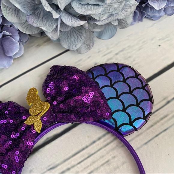 Minnie Mouse Ariel Little Mermaid Headband & Bow - Picture 7 of 16